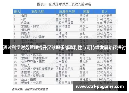 通过科学财务管理提升足球俱乐部盈利性与可持续发展路径探讨